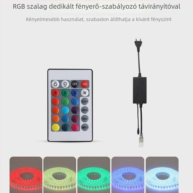 LED-szalag 5730, kültéri vízálló, 220V, színváltoztatás és fényerő-szabályozás, szilikon díszítő fénycsík háztartási és mérnöki felhasználásra