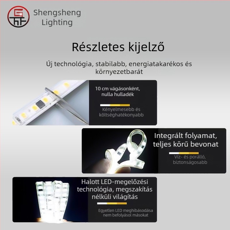 220V-es rugalmas RGB neon LED-szalag, 2835, háromszínű, 5050RGB, kültéri vízálló 5730