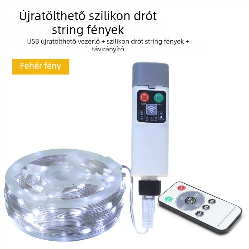 Rézdrótos LED szálak beltéri és kültéri dekorációhoz, USB távirányító, napelemes működés