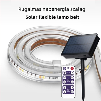 Napelemes színes LED-szalagok gumírozott bevonattal kültéri dekorációhoz: udvar, lugas, kert és erkély