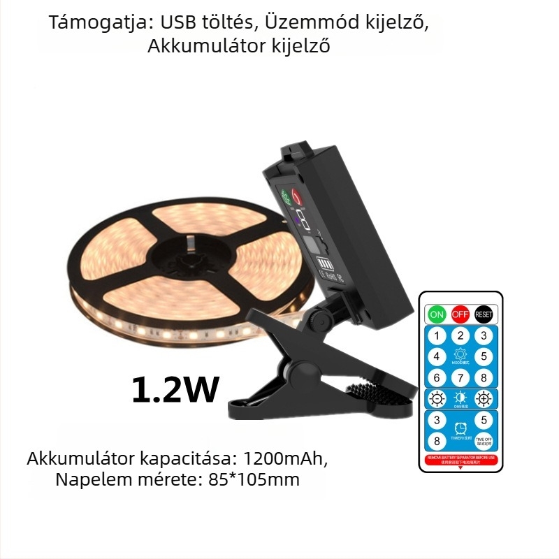 Napelemes színes LED-szalagok gumírozott bevonattal kültéri dekorációhoz: udvar, lugas, kert és erkély