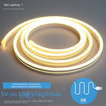USB-tápellátású RGBIC LED-szalag, 2 m, öntapadós, számítógépes asztalhoz, 5V környezeti világítás