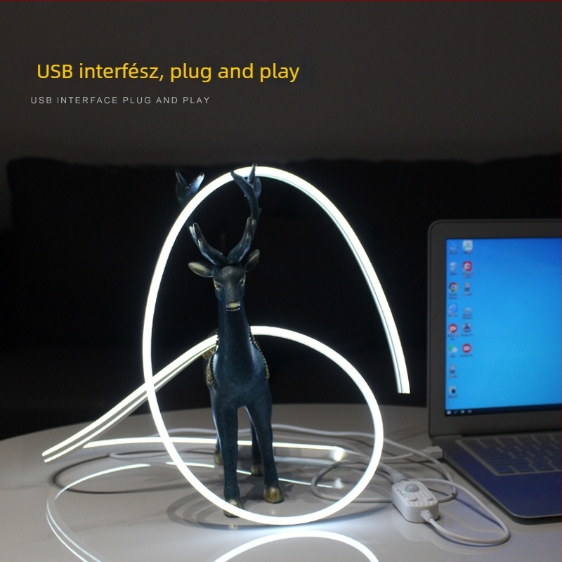 USB-tápellátású RGBIC LED-szalag, 2 m, öntapadós, számítógépes asztalhoz, 5V környezeti világítás