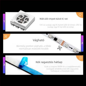 Kültéri vízálló RGB LED-szalag folyó szín effektussal, alacsony feszültségű 5V/12V/24V, bárok és KTV helyiségek számára