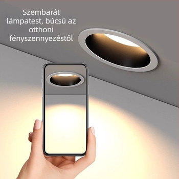 Intelligens rejtett LED mennyezeti spot lámpa keskeny kerettel nappalihoz, otthoni használatra, mély kupa, anti-glare, 75 mm nyílás, mennyezetre szerelhető