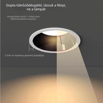 Intelligens rejtett LED mennyezeti spot lámpa keskeny kerettel nappalihoz, otthoni használatra, mély kupa, anti-glare, 75 mm nyílás, mennyezetre szerelhető