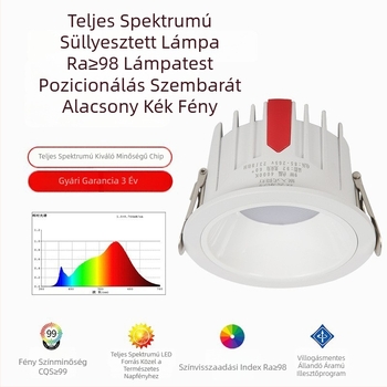 Beépített LED lefelé világító lámpa a nappaliba, anti-glare, villogásmentes, mennyezeti világítás, falmosó világítás, kiegészítő világítás