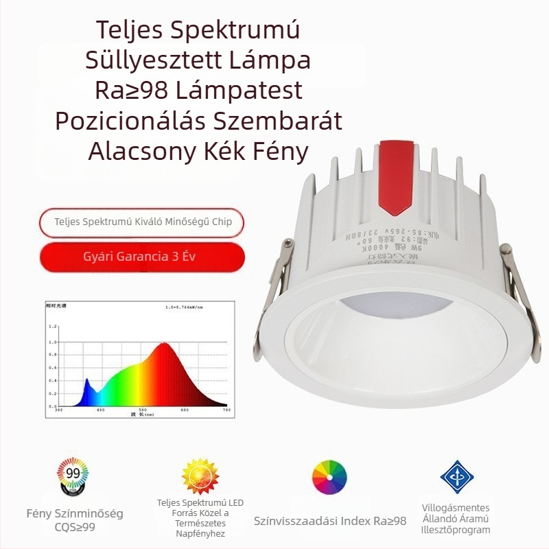 Beépített LED lefelé világító lámpa a nappaliba, anti-glare, villogásmentes, mennyezeti világítás, falmosó világítás, kiegészítő világítás