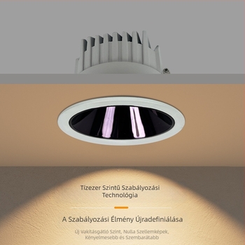 Mélyen süllyesztett mennyezeti downlight intelligens alkalmazásvezérléssel, LED 6–10W, 6500K hideg fehér, alumínium ház, rejtett szerelés, CRI ≥90