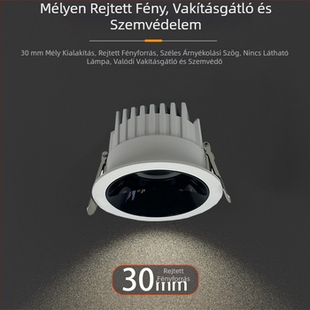 Mélyen süllyesztett mennyezeti downlight intelligens alkalmazásvezérléssel, LED 6–10W, 6500K hideg fehér, alumínium ház, rejtett szerelés, CRI ≥90
