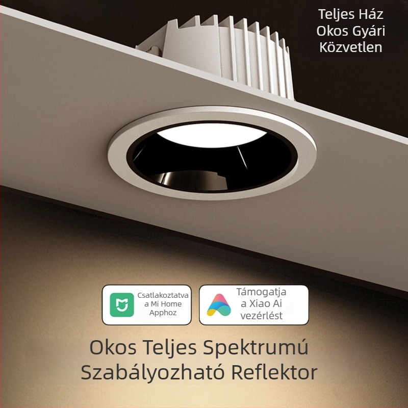 Mélyen süllyesztett mennyezeti downlight intelligens alkalmazásvezérléssel, LED 6–10W, 6500K hideg fehér, alumínium ház, rejtett szerelés, CRI ≥90