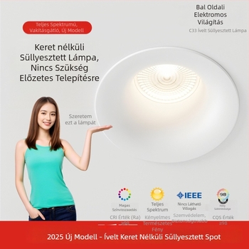 Keret nélküli ívelt LED mennyezeti downlight, ív alakú, anti-glare, beépített, nappalira és folyosóra