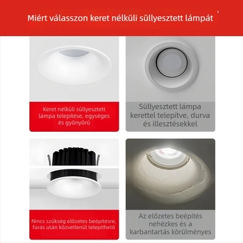 Keret nélküli ívelt LED mennyezeti downlight, ív alakú, anti-glare, beépített, nappalira és folyosóra