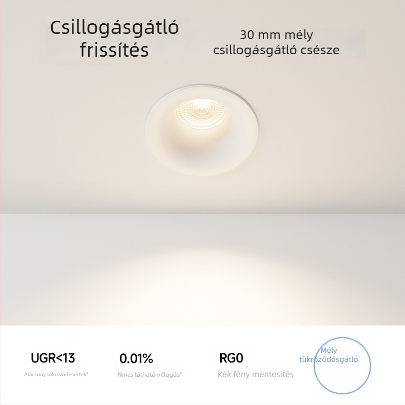 Keret nélküli ívelt LED mennyezeti downlight, ív alakú, anti-glare, beépített, nappalira és folyosóra