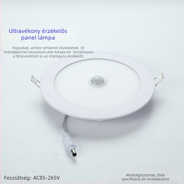LED ultra-vékony mennyezeti downlight PIR mozgásérzékelővel, panelvilágítás és spotlight