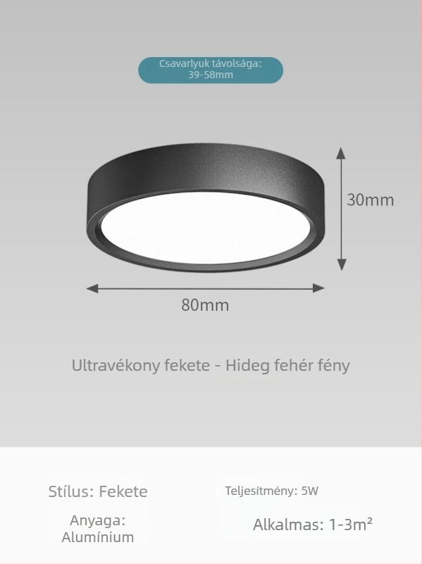 Ultra vékony felületre szerelt kör alakú LED mennyezeti világítótest – nappaliba, hálószobába és folyosóra
