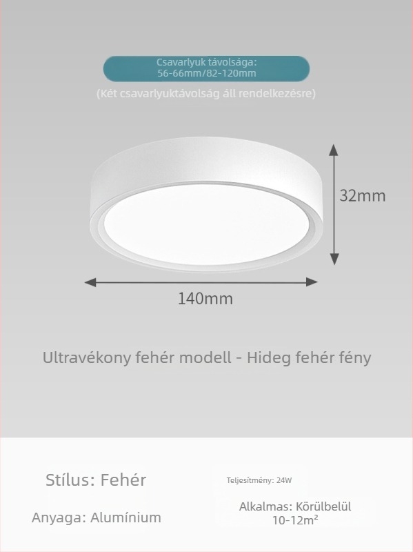 Ultra vékony felületre szerelt kör alakú LED mennyezeti világítótest – nappaliba, hálószobába és folyosóra