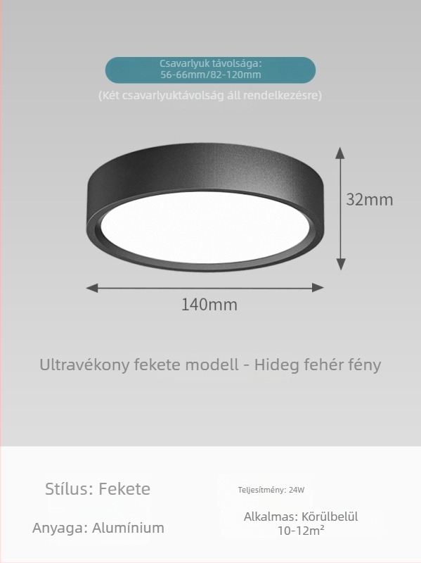 Ultra vékony felületre szerelt kör alakú LED mennyezeti világítótest – nappaliba, hálószobába és folyosóra