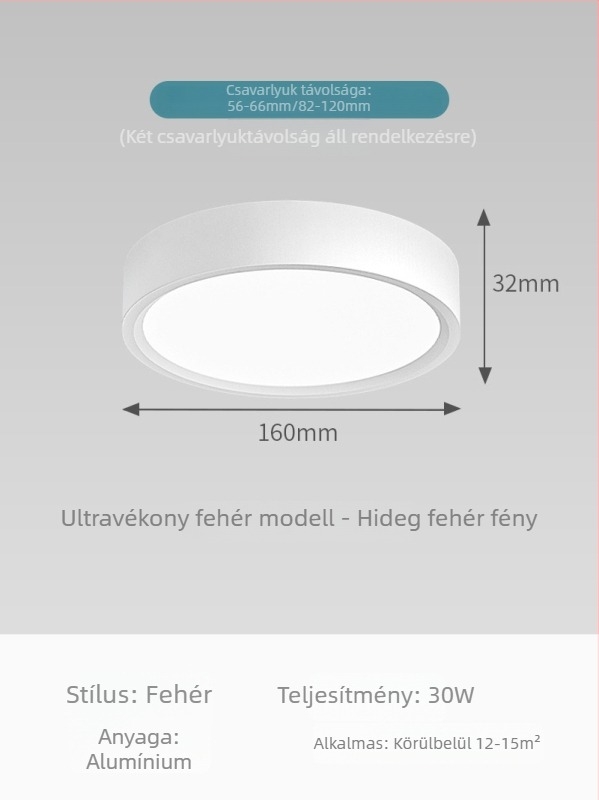 Ultra vékony felületre szerelt kör alakú LED mennyezeti világítótest – nappaliba, hálószobába és folyosóra