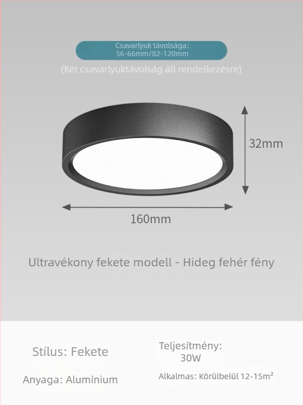 Ultra vékony felületre szerelt kör alakú LED mennyezeti világítótest – nappaliba, hálószobába és folyosóra