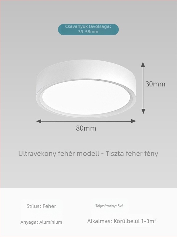 Ultra vékony felületre szerelt kör alakú LED mennyezeti világítótest – nappaliba, hálószobába és folyosóra