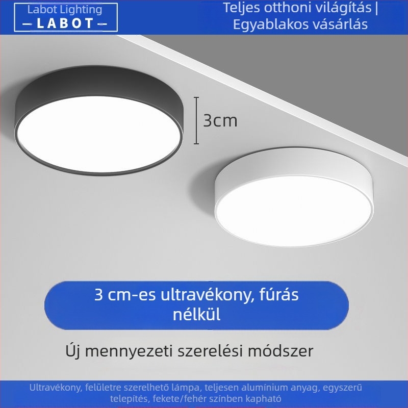 Ultra vékony felületre szerelt kör alakú LED mennyezeti világítótest – nappaliba, hálószobába és folyosóra