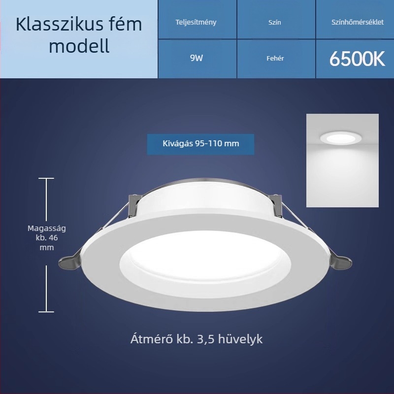 LED mennyezeti downlight 7W/9W/12W, nappalihoz, beépített spotlámpa
