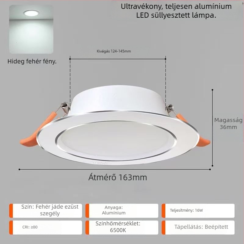 FSL LED mennyezeti beépített downlight, 2,5 hüvelyk, ultra vékony, teljes alumínium, nappalira és közlekedőre