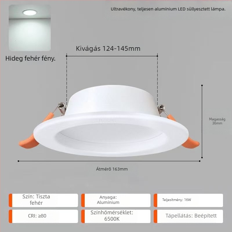 FSL LED mennyezeti beépített downlight, 2,5 hüvelyk, ultra vékony, teljes alumínium, nappalira és közlekedőre