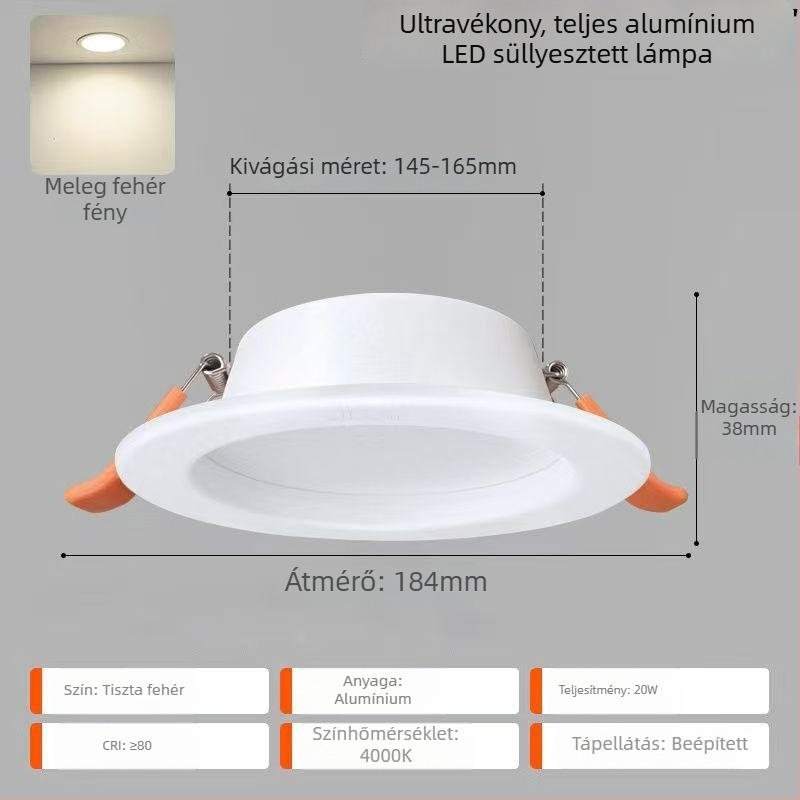 FSL LED mennyezeti beépített downlight, 2,5 hüvelyk, ultra vékony, teljes alumínium, nappalira és közlekedőre
