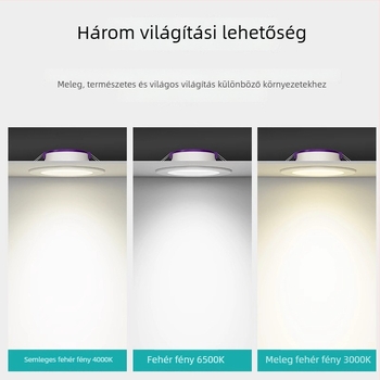 LED mennyezeti downlight 5W/9W/12W nappalihoz, beépített kivágás 7,5 cm, 220V, színhőmérséklet 6500K/4000K/3000K