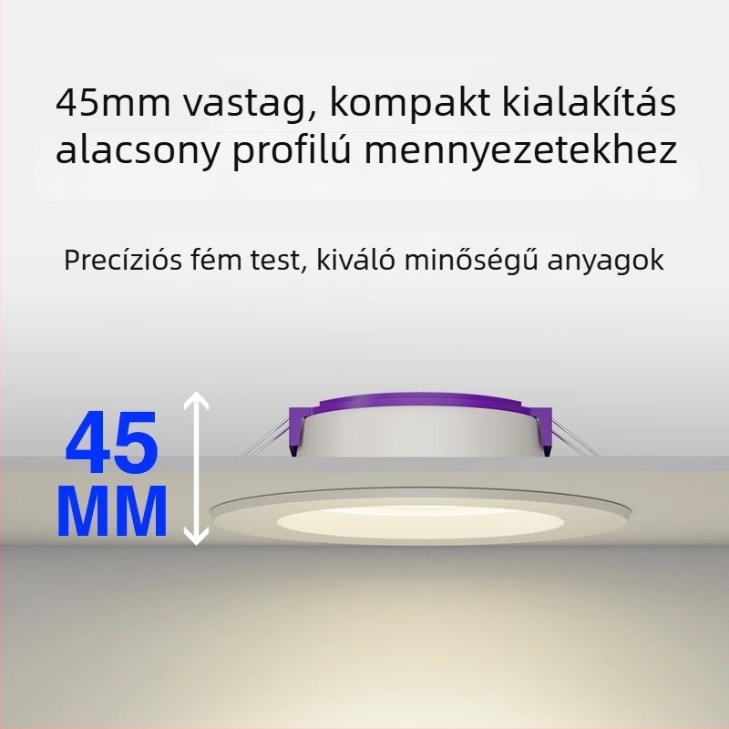 LED mennyezeti downlight 5W/9W/12W nappalihoz, beépített kivágás 7,5 cm, 220V, színhőmérséklet 6500K/4000K/3000K