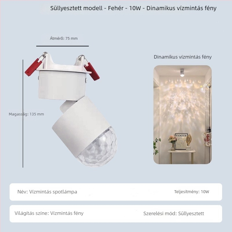 Vízhullám-hatású hangulatvilágítás, felületre szerelt spotlámpa, előszoba, nappali és hálószoba számára, minimalistikus modern stílusú, alumínium ház