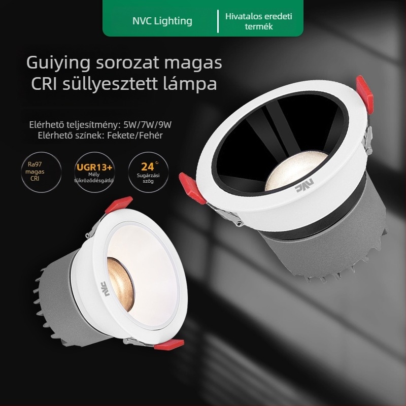 NVC Lighting RA97 anti-glare LED spotlámpa, beépített keskeny keretű mennyezeti világítás, Guiying (CRI ≥95)