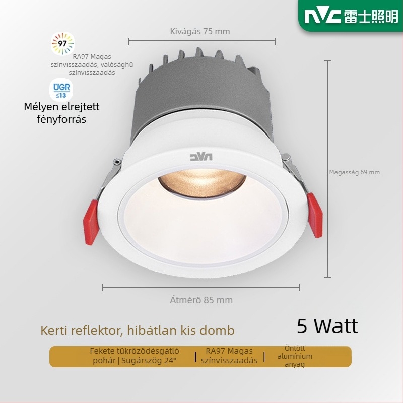 NVC Lighting RA97 anti-glare LED spotlámpa, beépített keskeny keretű mennyezeti világítás, Guiying (CRI ≥95)
