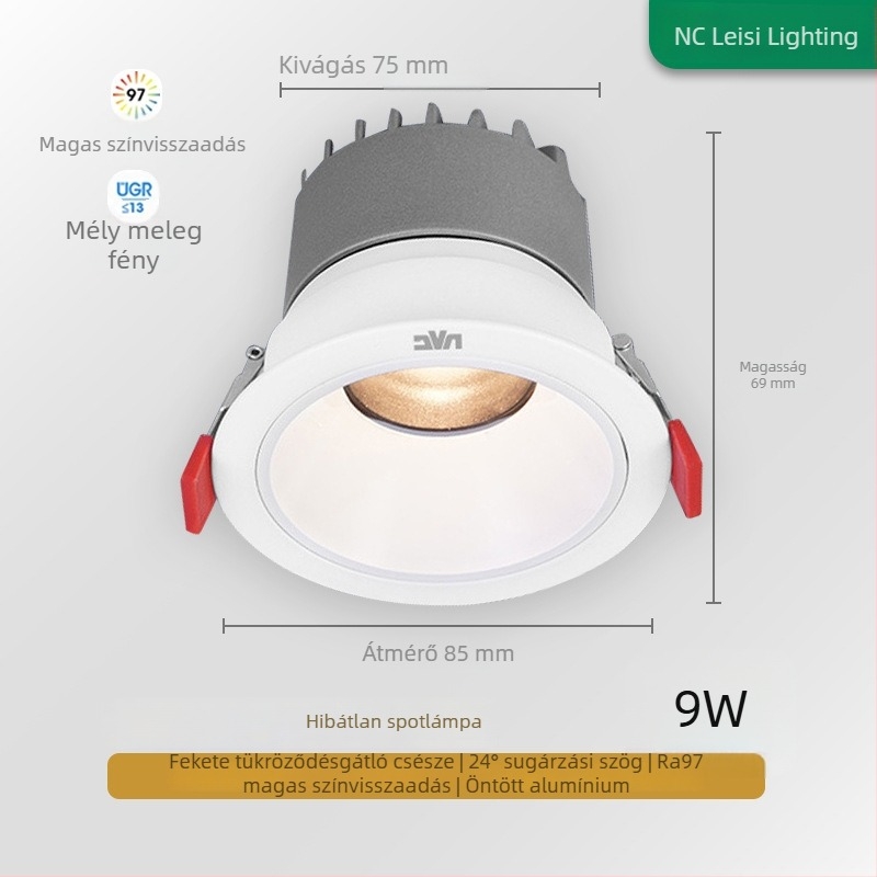 NVC Lighting RA97 anti-glare LED spotlámpa, beépített keskeny keretű mennyezeti világítás, Guiying (CRI ≥95)