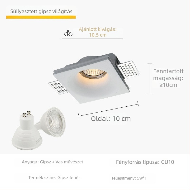 Gipszbeépítésű GU10 LED fényforrással, rejtett mennyezeti spot a nappaliba és kereskedelmi világításhoz