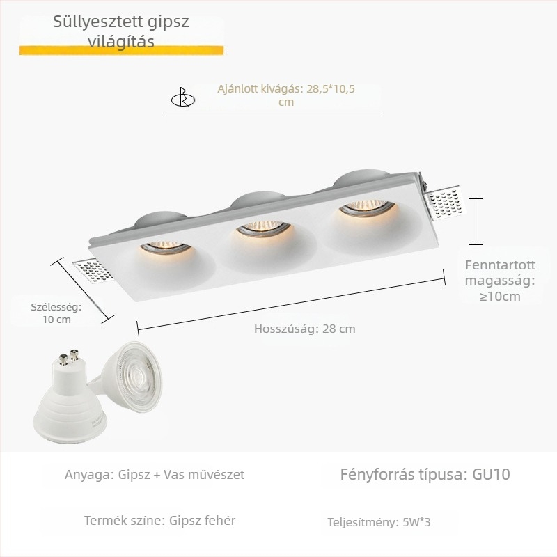Gipszbeépítésű GU10 LED fényforrással, rejtett mennyezeti spot a nappaliba és kereskedelmi világításhoz