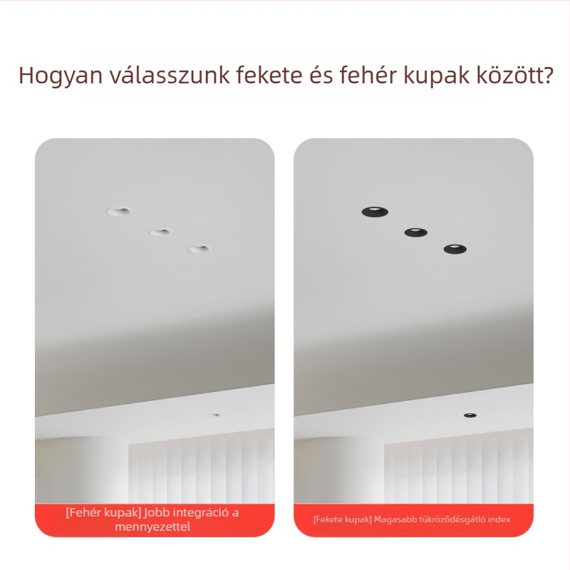 Teljes spektrumú keret nélküli beépített LED mennyezeti downlight nappalira, 75 mm nyílás