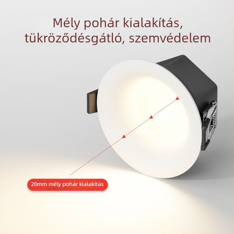 Teljes spektrumú keret nélküli beépített LED mennyezeti downlight nappalira, 75 mm nyílás