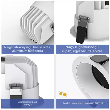 LED anti-glare downlight 98 mm-es keskeny kerettel, folyosók és konyhák számára, beépített mennyezeti lámpa, mély kupola, nincs központi fény