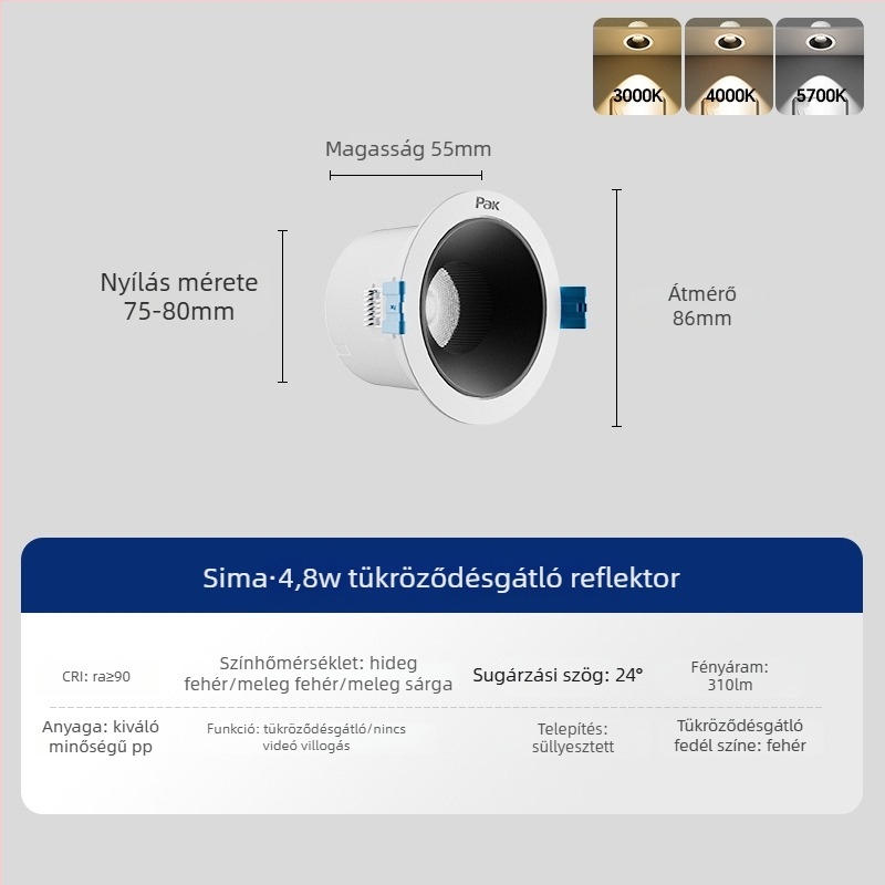 Three Heroes Aurora szemvédő LED spotlámpa, mély anti-glare, beépített falvilágítás televízióhoz