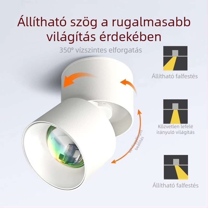 LED hengeres downlight folyosókhoz, felületszerelt, alumíniumötvözet ház, 220V, CRI 80–89, modern, minimalist design