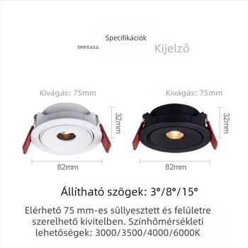 Ultra vékony beépített LED spotlámpa 3W, állítható fénysugár-szögekkel 3°/8°/15°, teaházhoz, étkezőasztalhoz és múzeumhoz