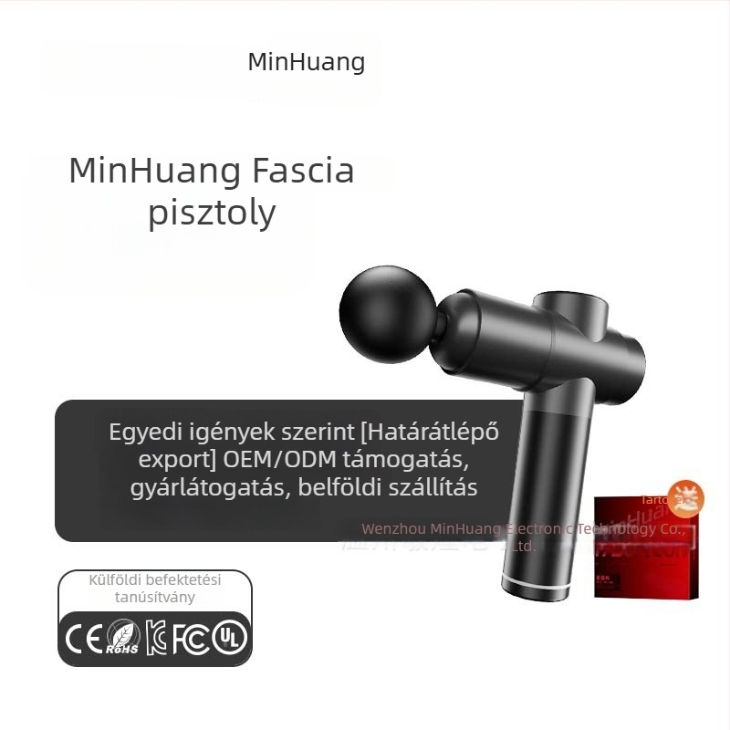 Minhuang fascia masszírozó – izomlazítás, perkusiós terápia, 6 fej, beépített akkumulátor, LCD, alacsony zaj, 5+ sebesség