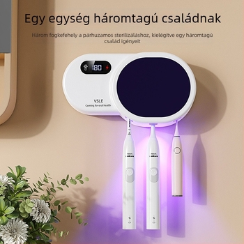 Intelligens UV-sterilizáló és szárító fogkefékhez, falra szerelhető tároló, űrkapszula dizájn