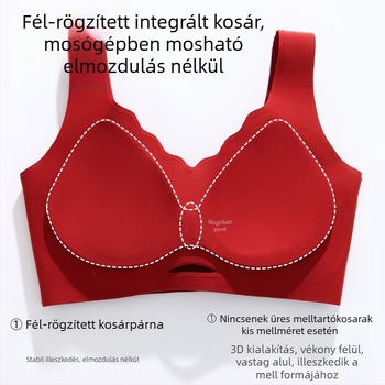 Piros női melltartó szett ajándékdobozban, vezeték nélküli, push-up funkcióval, kis kosaras mellekhez, esküvői fehérnemű