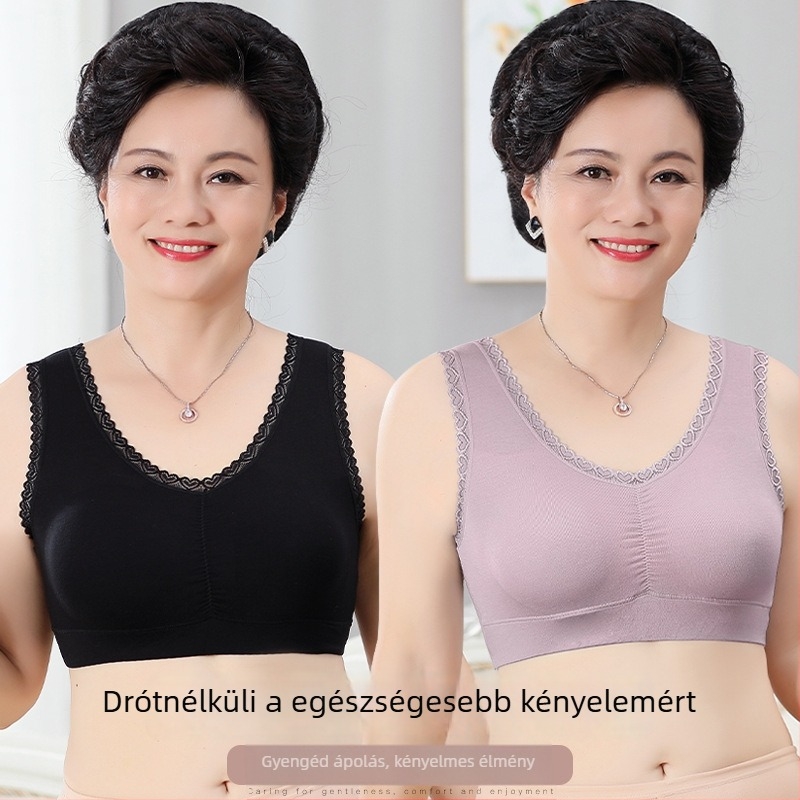 Modál anyagból készült női melltartó, vest-stílusú, drót nélküli, 3/4 kosár, közepes kosárforma, magas rugalmasság, légáteresztő, izzadságot elvezető, nagy méret, középkorú nők számára 40–60 év
