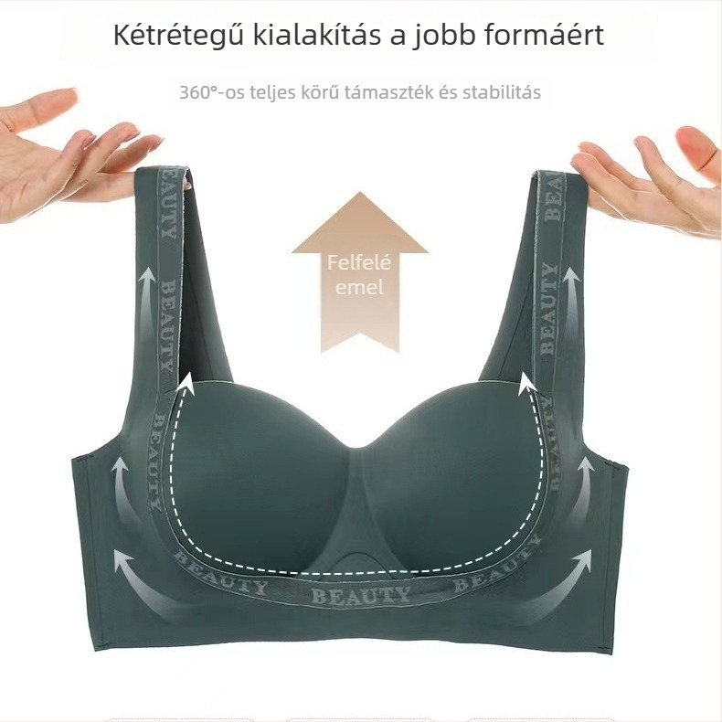 Sima varrás nélküli női melltartó kis keblekhez, 3/4-ös push-up kosarakkal a látványosabb hatásért, acélgyűrű nélküli, kényelmes és lélegző