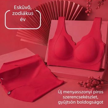 Vörös menyasszonyi melltartó és bugyi készlet varrás nélküli hátsó rész, mellény-stílus, formázott kosarak, zodiákus év